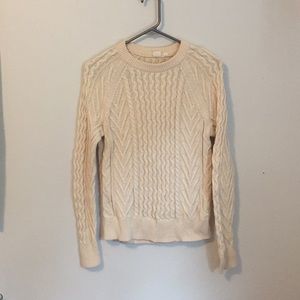 Cream Cable-Knit Gap Crewneck Sweater